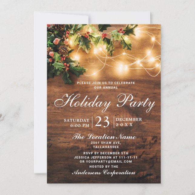 Mistletoe Rustic Corporate Christmas Holiday Party Invitation (Front)