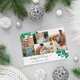 Mistletoe Twigs Photo Collage Happy Holidays Holiday Card