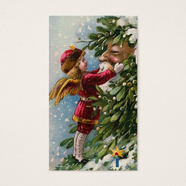 "Mistletoe" Vintage Christmas Gift Tag (Front)