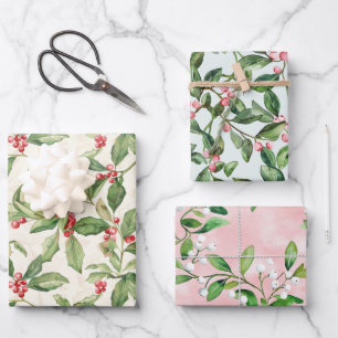 Mistletoe Vintage Christmas Wrapping Paper Sheets