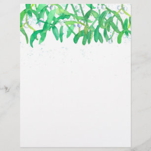 Mistletoe Watercolor Christmas Holiday Plants Custom Letterhead