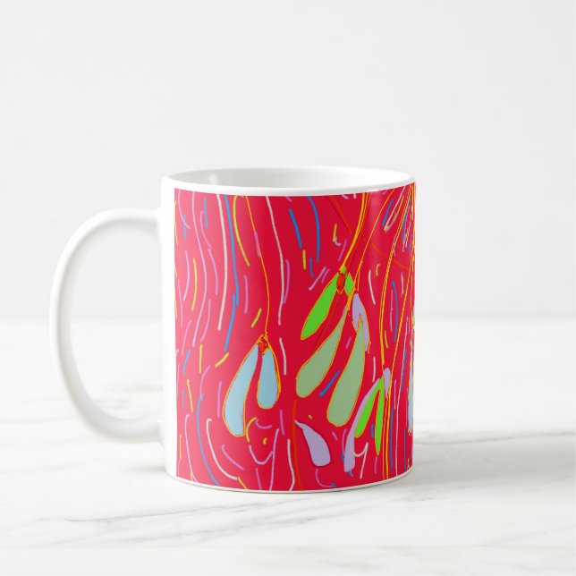 Mistletoe Whimsical, Red Coffee Mug (Left)
