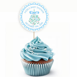 Mistletoe Winter Baby Boy Shower Favour Sticker