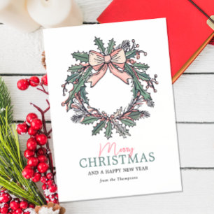 Mistletoe Wreath Christmas Holiday Postcard