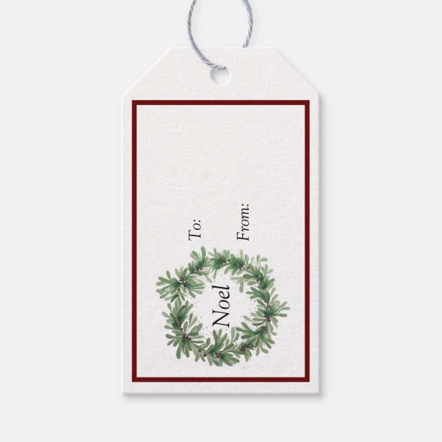 Mistletoe Wreath Gift Tags (Front)