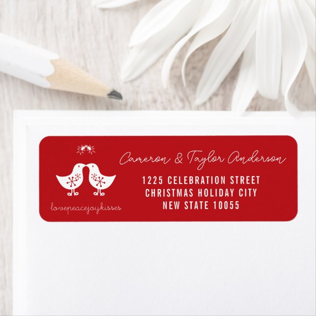 Mistletoes Kissing Chicks Holiday Wedding Address (Insitu)