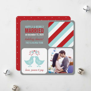 Mistletoes Kissing Chicks Mr And Mrs Photo Wedding Holiday Card