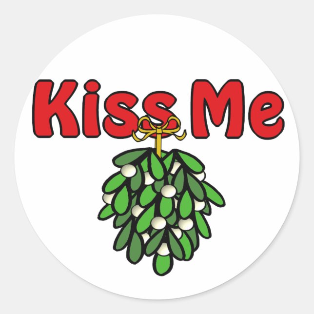 Mistltoe Kiss Me Classic Round Sticker (Front)