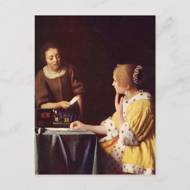 Mistress and maid by Johannes Vermeer Postcard (Front)