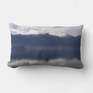 Misty Alaskan Sea in Shades of Blue Lumbar Cushion