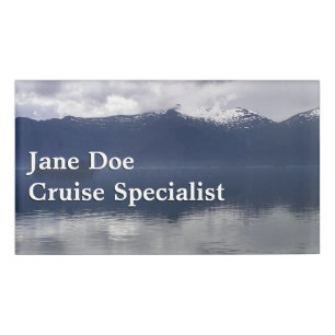 Misty Alaskan Sea in Shades of Blue Name Tag