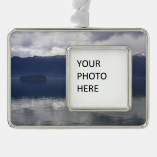 Misty Alaskan Sea in Shades of Blue Silver Plated Framed Ornament