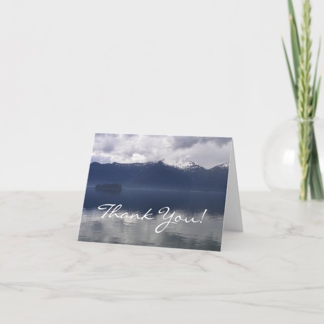 Misty Alaskan Sea in Shades of Blue Thank You Card (Front)
