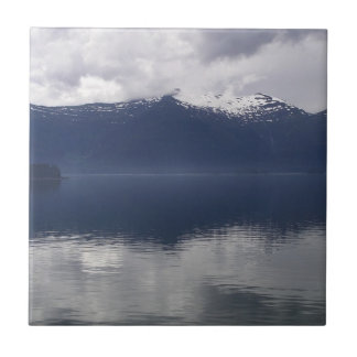 Misty Alaskan Sea in Shades of Blue Tile