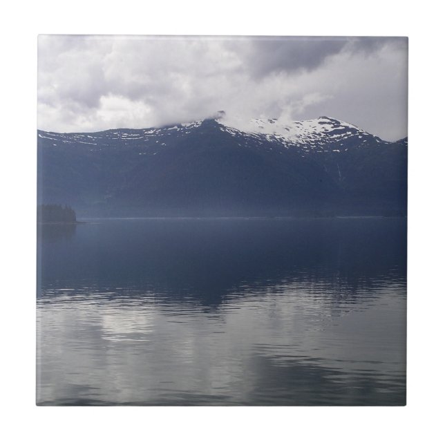 Misty Alaskan Sea in Shades of Blue Tile (Front)