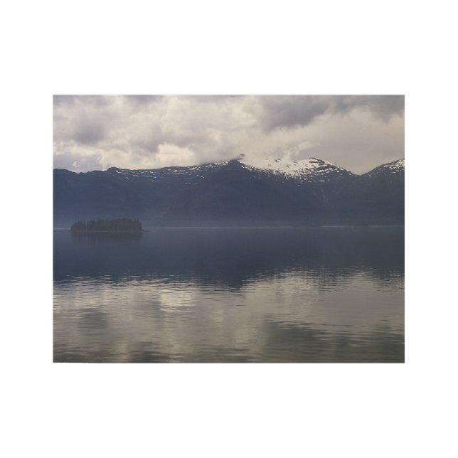Misty Alaskan Sea in Shades of Blue Wood Poster (Front)