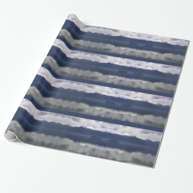 Misty Alaskan Sea in Shades of Blue Wrapping Paper (Unrolled)