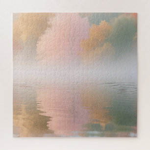 Misty Autumn Lake Serenity Jigsaw Puzzle