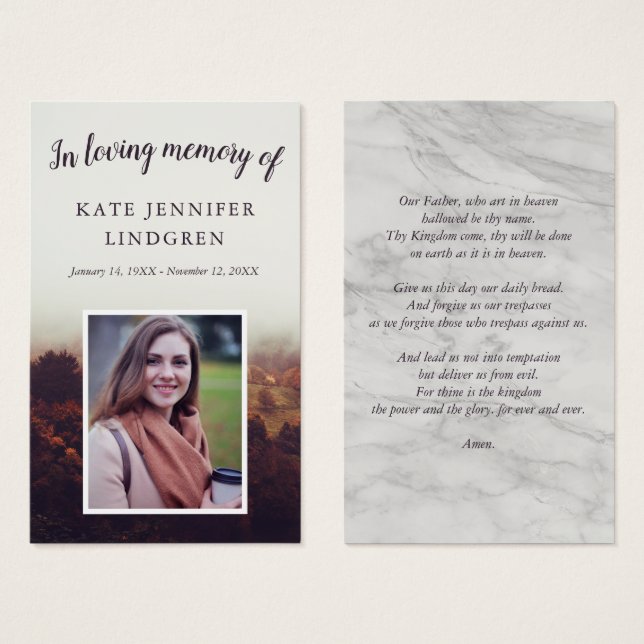 Misty Autumn Photo Prayer Card (Front & Back)