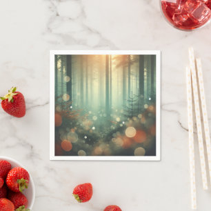 Misty Autumnal Morning Forest Bokeh Découpage Napkin
