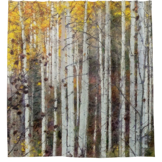 Misty Birch Forest Shower Curtain (Front)