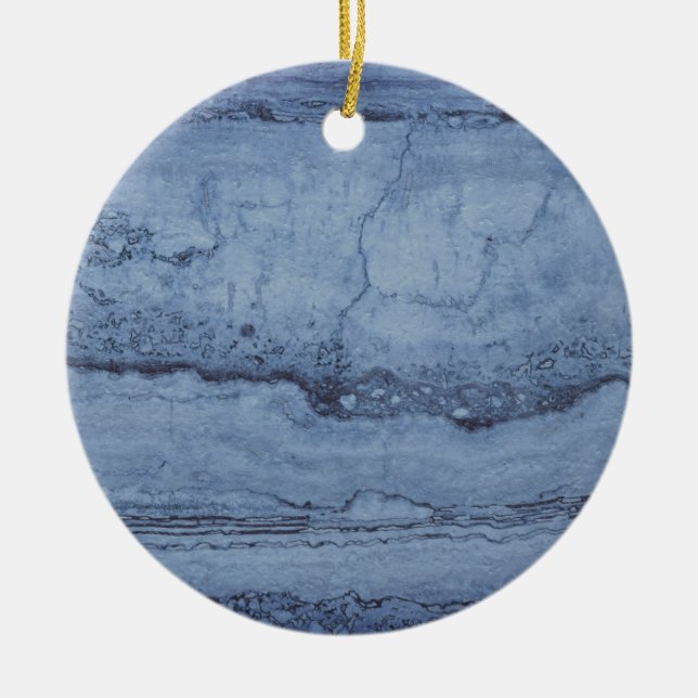 Misty Blue abstract Granite marble pattern  Ceramic Tree Decoration (Front)