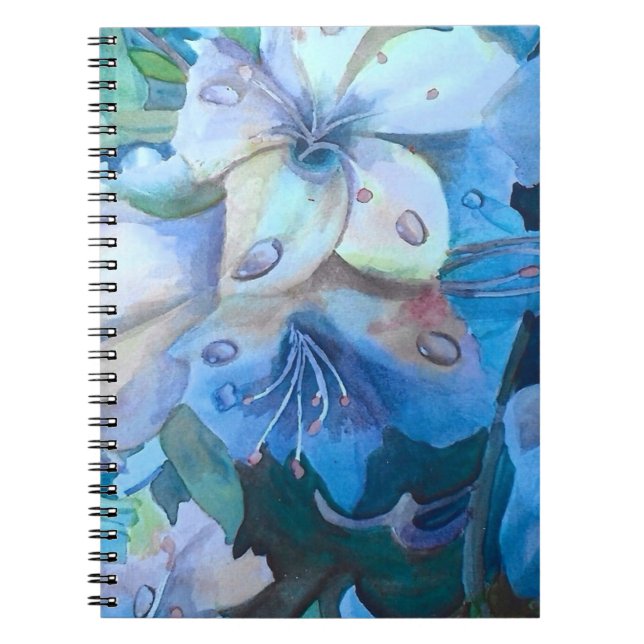 Misty Blue Azaleas in Watercolor  Notebook (Front)