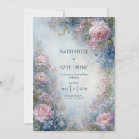 Misty Blue Ethereal Rose Border Wedding