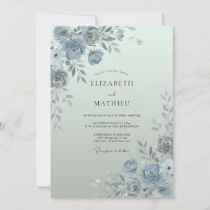 Misty Blue Ethereal Spring Wedding Invitation