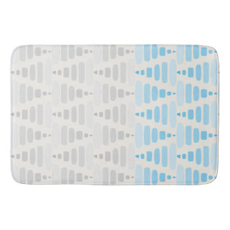 misty blue grey cream Stacked Triangle Blocks Bath Mat