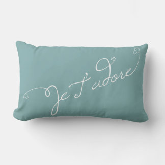 Misty Blue Je T Adore French Phrase I Adore You Lumbar Cushion