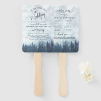 Misty Blue Pine Trees Rustic Wedding Program