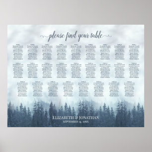 Misty Blue Pines 26 Table Wedding Seating Chart