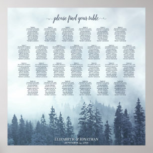 Misty Blue Pines 26 Table Wedding Seating Chart