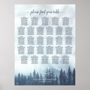 Misty Blue Pines 28 Table Wedding Seating Chart