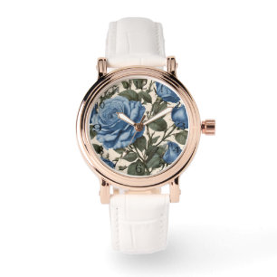 Misty Blue Roses And Green Leaves, Watch