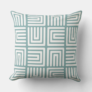 Misty Blue White Square Humps Cushion