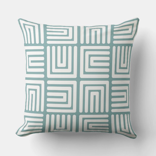 Misty Blue White Square Humps Cushion (Front)