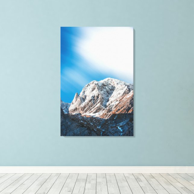 Misty clouds over the mountains canvas print (Insitu(Wood Floor))