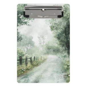 Misty Country Road Forest Path Landscape (1) Mini Clipboard