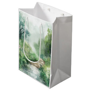 Misty Country Road Forest Path Landscape (2) Medium Gift Bag