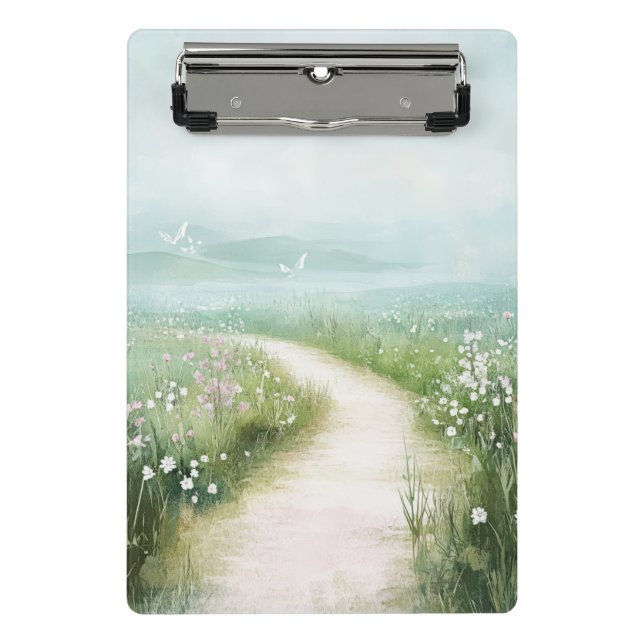 Misty Country Road Forest Path Landscape (3) Mini Clipboard (Front)