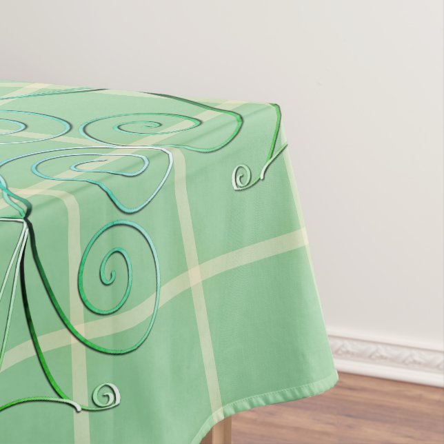Misty Curly Shamrock SquaresTablecloth Tablecloth (In Situ)