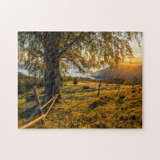 Misty Dawn in a Forest Jigsaw Puzzle (Horizontal)