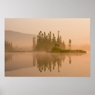 Misty dawn on East Inlet, Pittsburg, New Poster