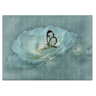 MISTY DREAMS - ROSE AND BUTTERFLY CUTTING BOARD