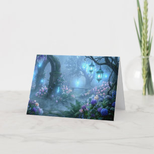Misty Echoes from the Garden of Blue Fog Holiday Card