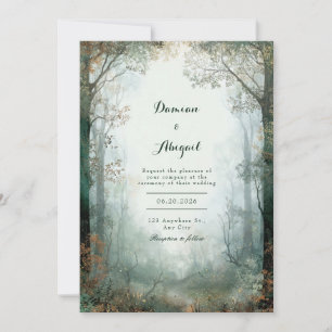 Misty Emerald Forest Path Romantic Woodland Invitation