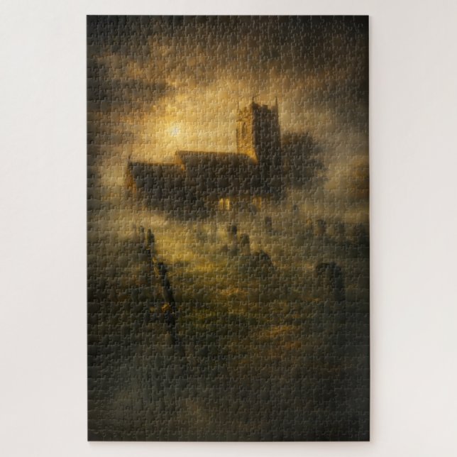 Misty English Church Turner Style Jigsaw Puzzle (Vertical)