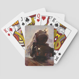 Misty Evening Train Station Engine Playing Cards